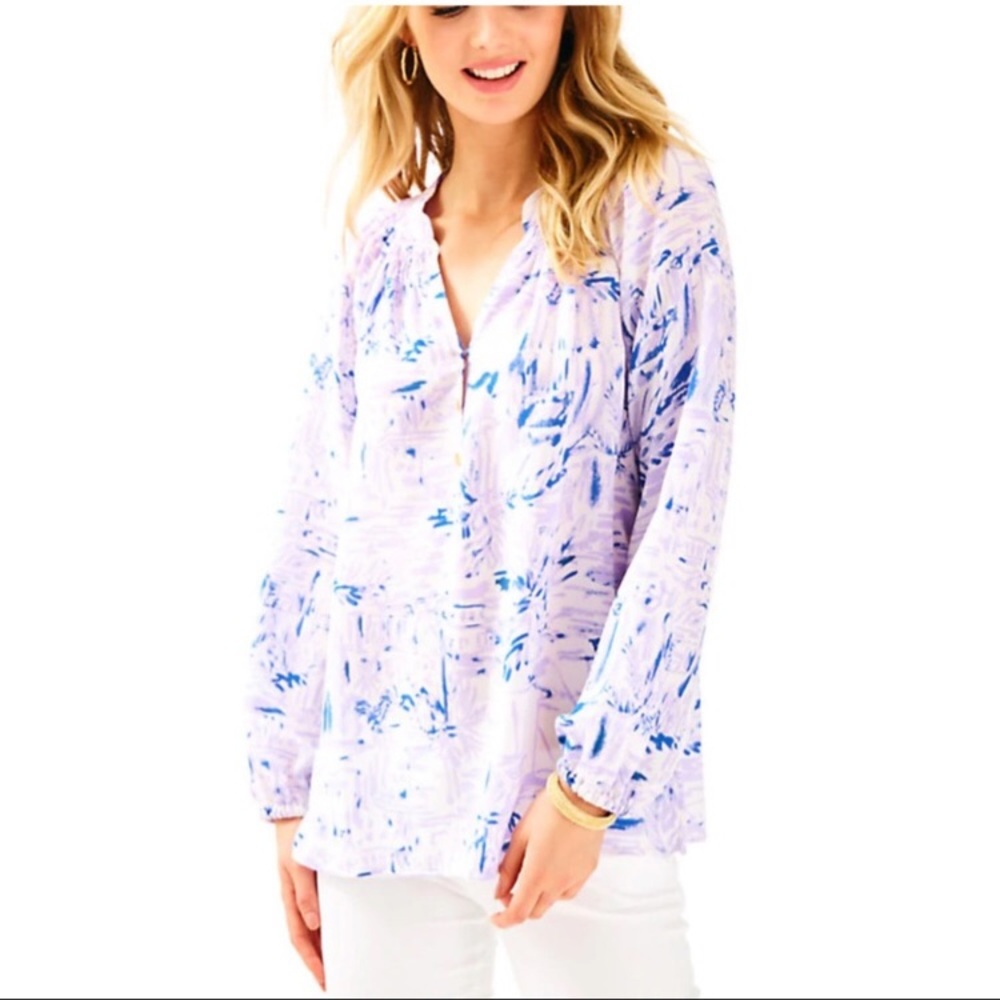 BNWOT Lilly Pulitzer “Elsa” Rock the Boat silk blouse S